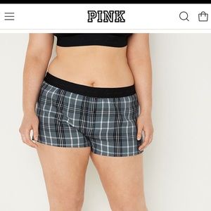 VS Pink Boxy Flannel Sleep Shorts